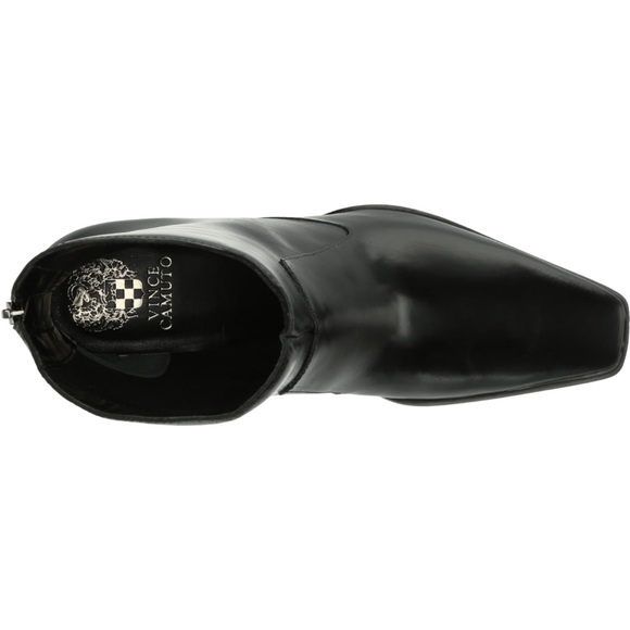 Vince Camuto Bootie Stacked Heel Pump Shoes Black Napa Leather Mid Calf Boot new - Picture 6 of 6